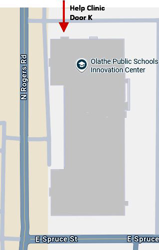 map to Help Clinic at door K