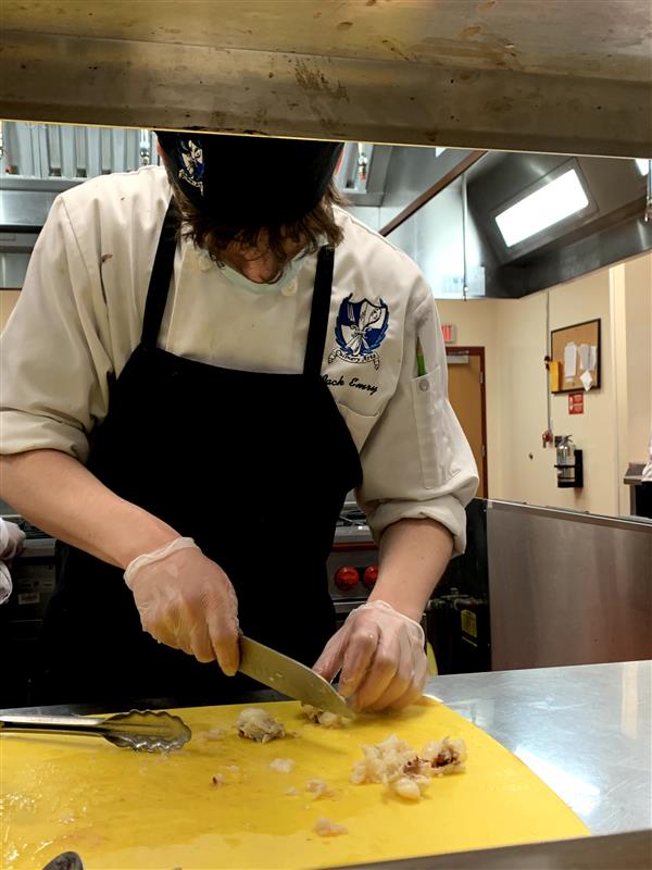 Fine chopping and cutting are special skills for a culinary arts student