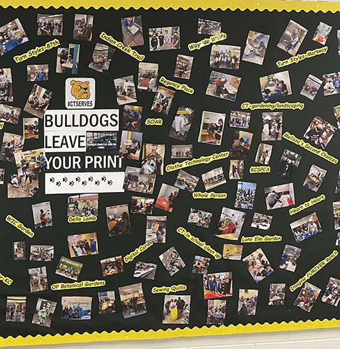 photo of bulletin board with names of places being served