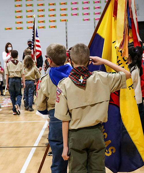 Boy Scout salutes American flag
