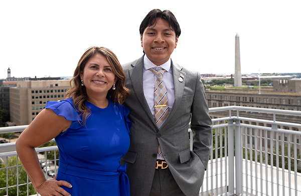 Brandon and Elizabeth overlook the Washington Monument
