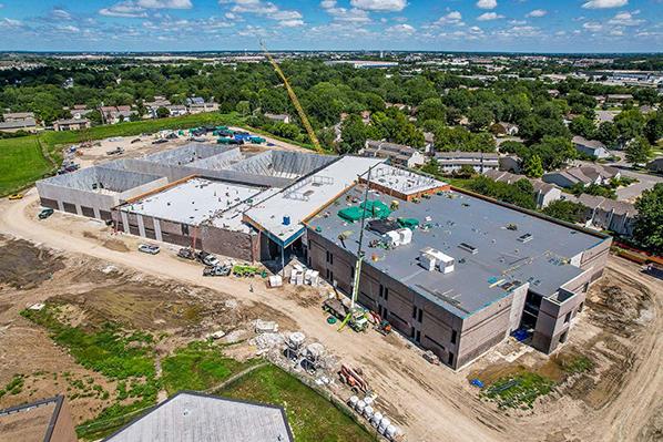 aerial view of school construction project
