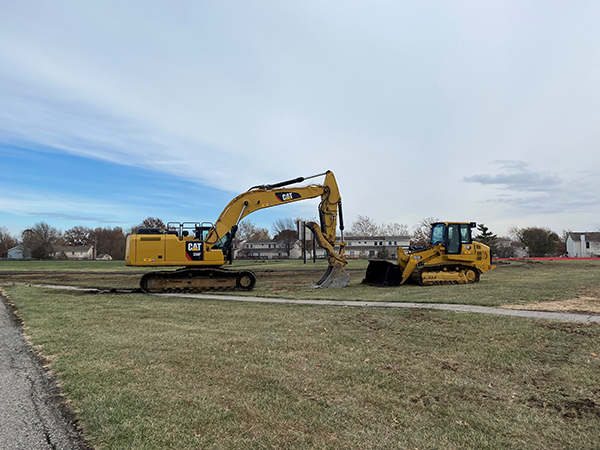 heavy equipment on the site of the new Santa Fe Trail