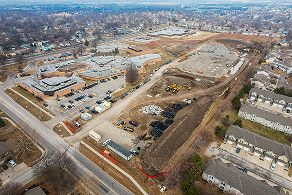 aerial photo of school construction site