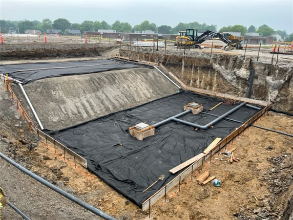 inside of new swimming pool under construction