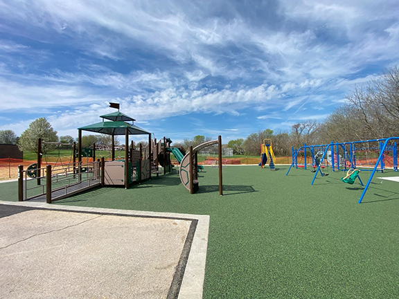 new playground equipment and play surface at Walnut Grove Elementary