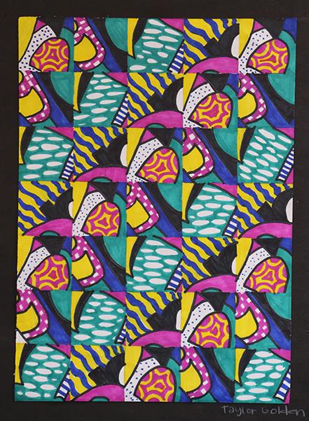 geometric designs made with marker in a grid layout