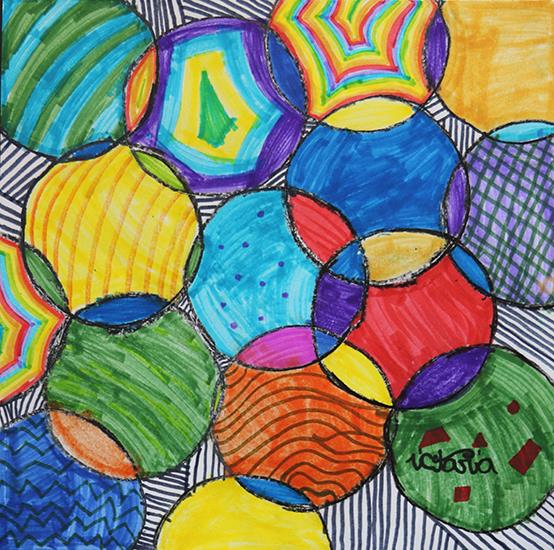 circles drawn with markers and crayon