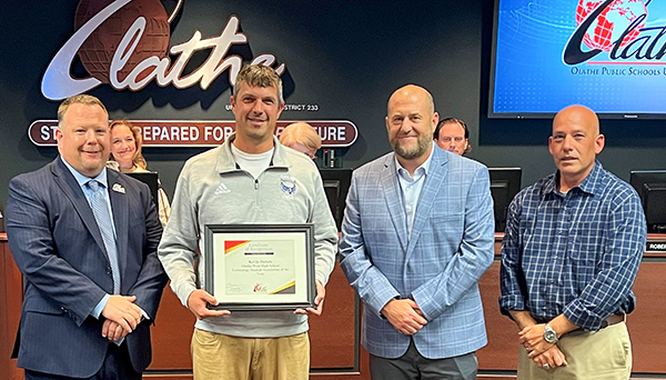 Kevin Hulsen is honored by the board