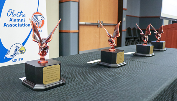 The award statuettes lined up for presentation