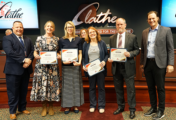members of Business and Finance were recognized by the board of education