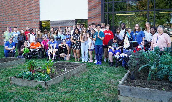 class photo in garden