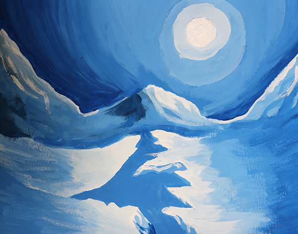 snow landscape in various blue tints