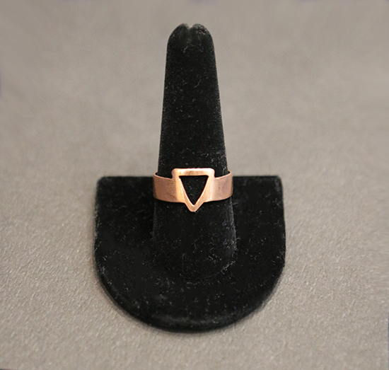copper ring with triangular shaped cutout in the band