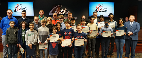 board honors middle school math champions