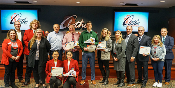 board and city thank school representatives for Pennies for Shoes contributions