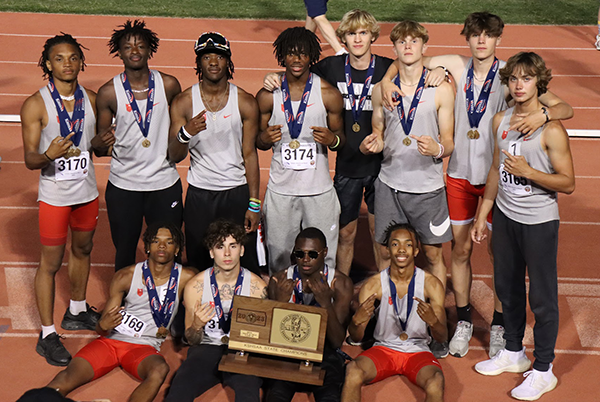 track team with state trophy