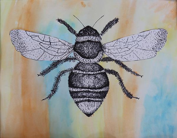 watercolor painting of a bee