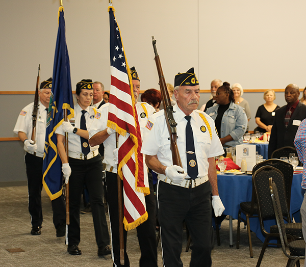 American Legion color guard posts flags