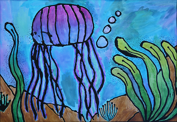 undersea watercolor painting